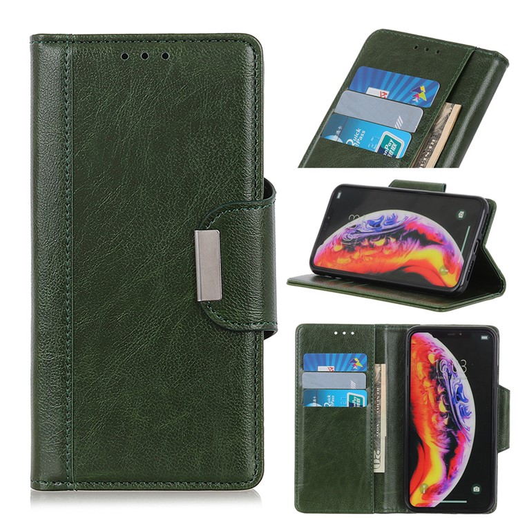 Glossy PU Leather Wallet Case for Xiaomi Mi 9 - Army Green-1