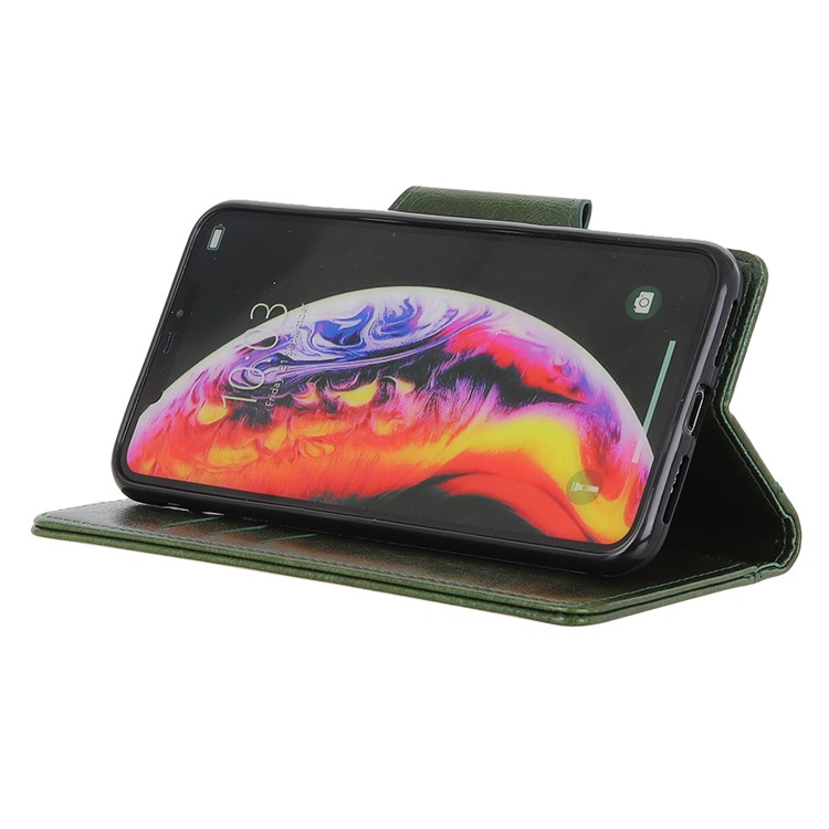 Glossy PU Leather Wallet Case for Xiaomi Mi 9 - Army Green-7