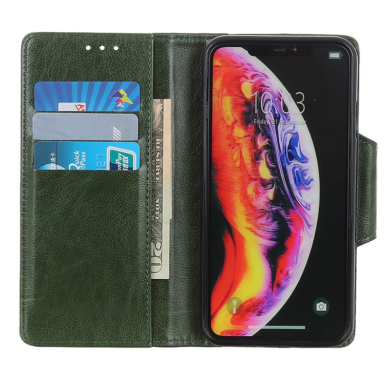 Glossy PU Leather Wallet Case for Xiaomi Mi 9 - Army Green-8