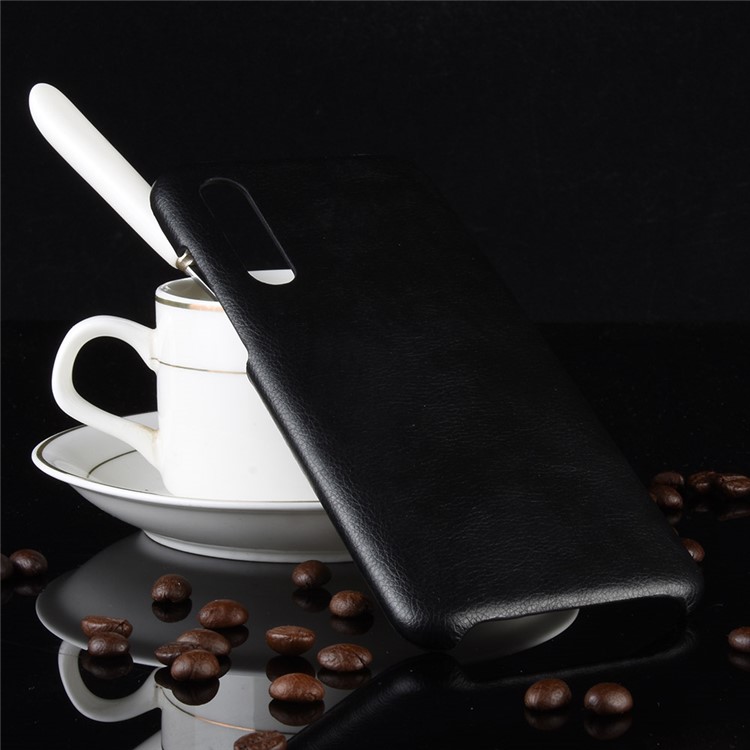 Litchi Skin Leather Coated Hard PC Case for Xiaomi Mi 9 - Black-2