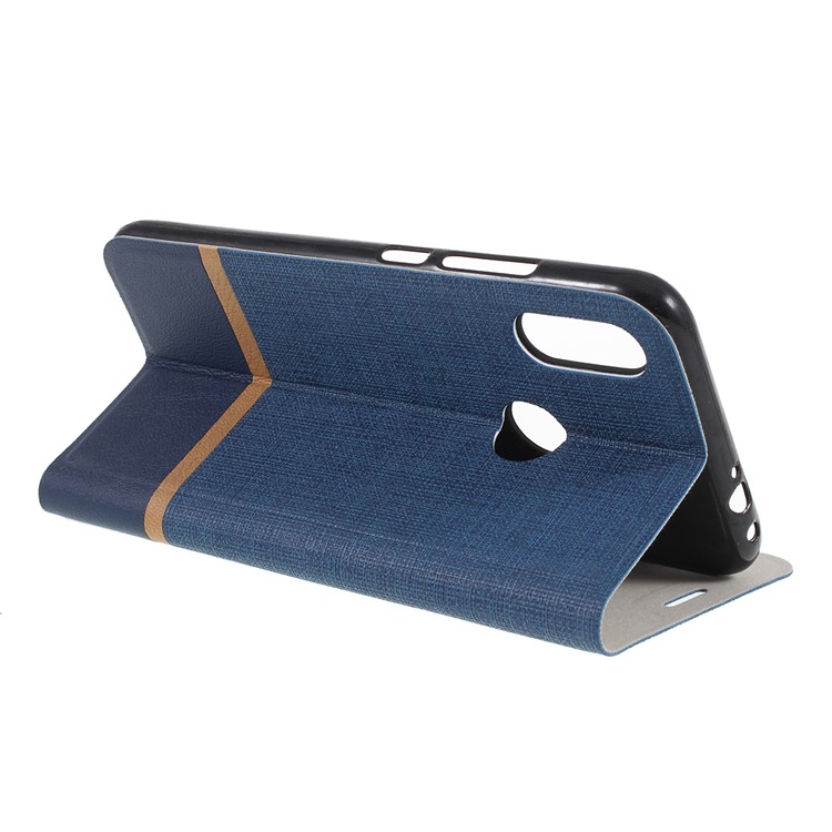 Cross Pattern Leather Card Holder Phone Cover (Built-in Steel Sheet) for Xiaomi Redmi Note 7 / Note 7 Pro (India) - Blue-3