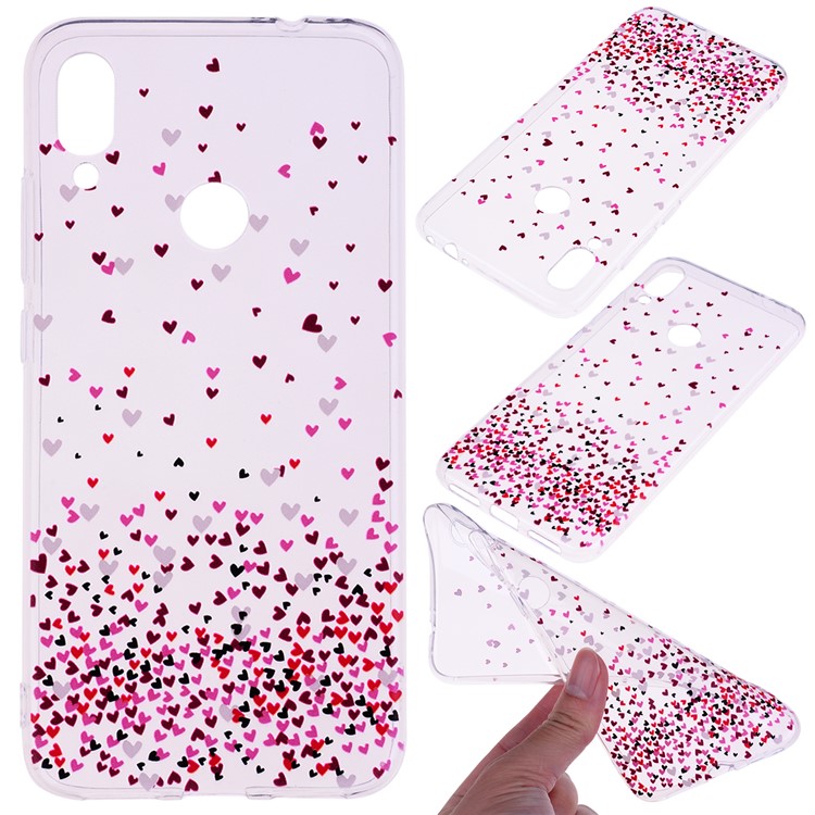 Pattern Printing TPU Shell for Xiaomi Redmi Note 7S /Note 7 / Note 7 Pro (India) - Hearts-1
