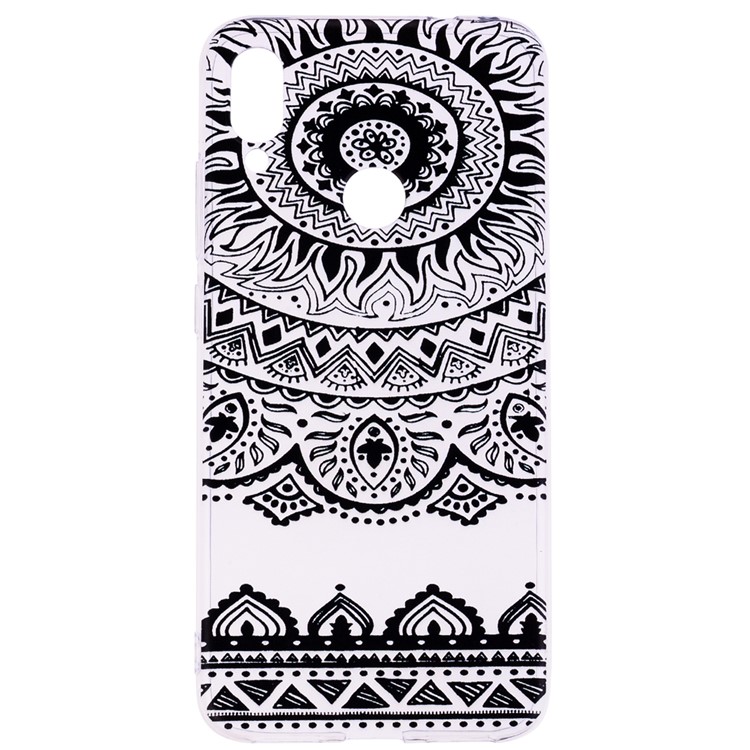 Pattern Printing TPU Shell for Xiaomi Redmi Note 7S /Note 7 / Note 7 Pro (India) - Black Flower-2