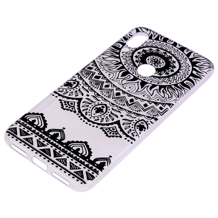 Pattern Printing TPU Shell for Xiaomi Redmi Note 7S /Note 7 / Note 7 Pro (India) - Black Flower-3