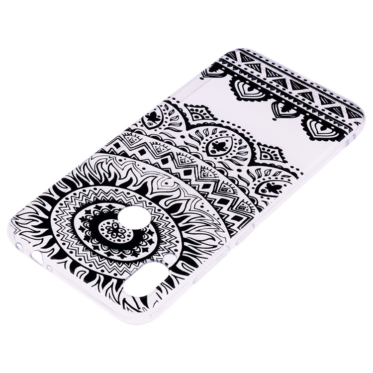 Pattern Printing TPU Shell for Xiaomi Redmi Note 7S /Note 7 / Note 7 Pro (India) - Black Flower-4