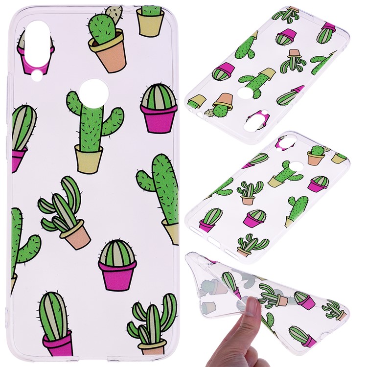 Pattern Printing TPU Shell for Xiaomi Redmi Note 7S /Note 7 / Note 7 Pro (India) - Cactus-1