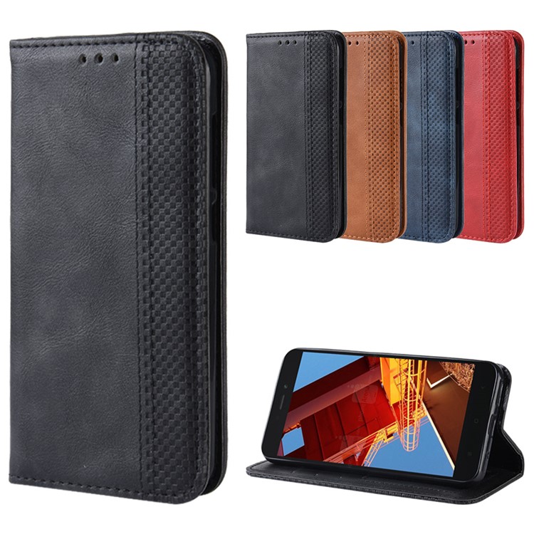 Vintage Style Leather Wallet Case for Xiaomi Redmi Go - Black-6