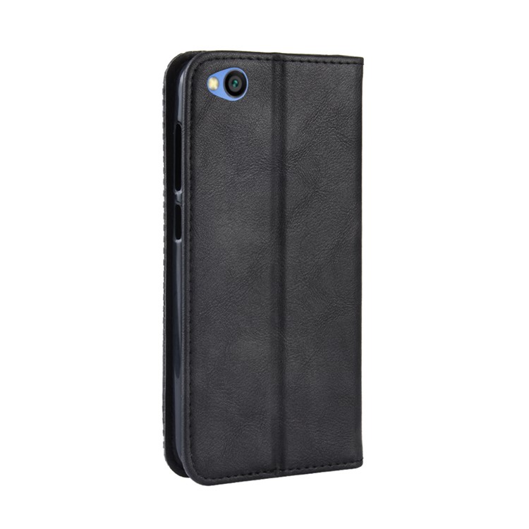 Vintage Style Leather Wallet Case for Xiaomi Redmi Go - Black-8