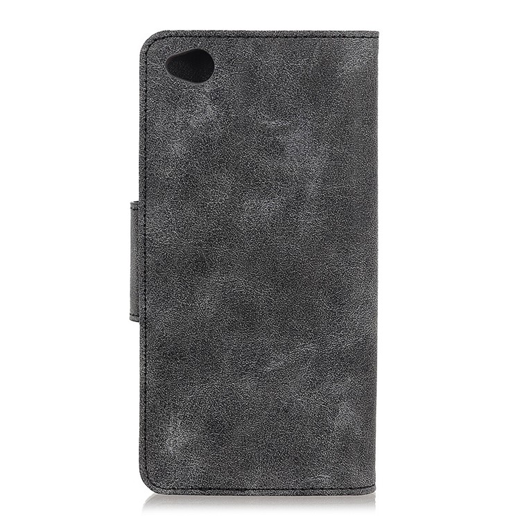 Retro Split Leather Wallet Stand Protective Shell for Xiaomi Redmi Go - Grey-3