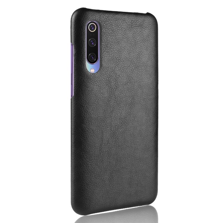 Litchi Textur PU Leder Beschichtete PC Mobile Hülle Für Xiaomi Mi 9 SE - Schwarz