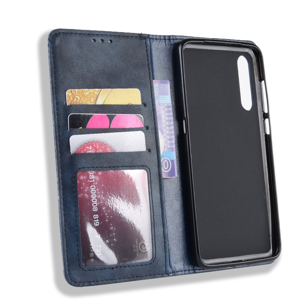 Vintage Style Leather Wallet Case for Xiaomi Mi 9 SE - Blue-4