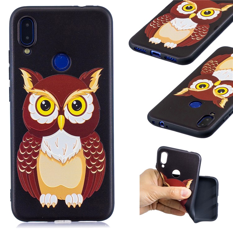 Pattern Printing Embossed TPU Case for Xiaomi Redmi Note 7S / Note 7 / Note 7 Pro (India) - Brown Owl-1
