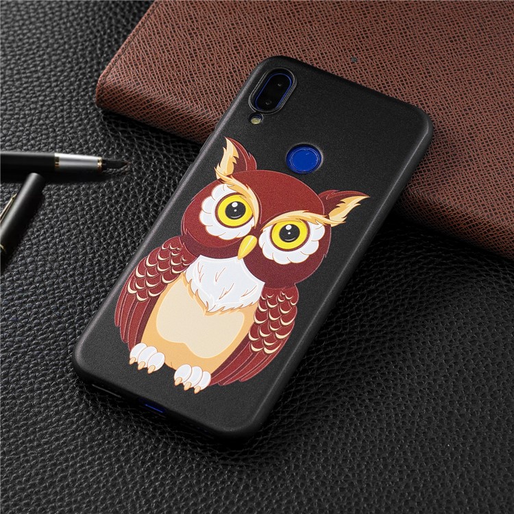 Pattern Printing Embossed TPU Case for Xiaomi Redmi Note 7S / Note 7 / Note 7 Pro (India) - Brown Owl-2