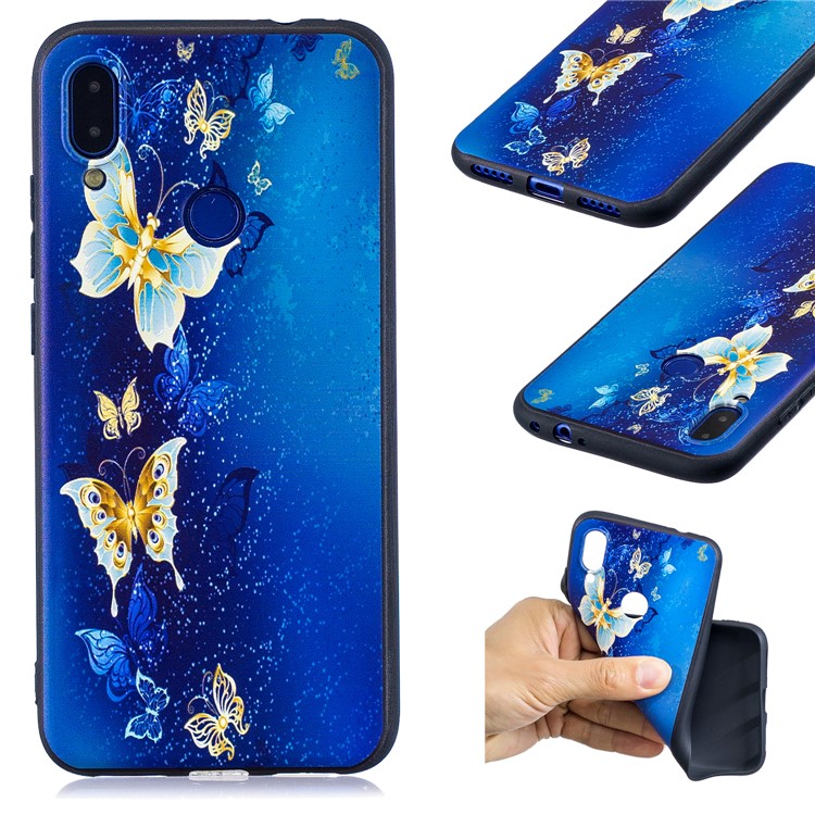 Pattern Printing Embossed TPU Case for Xiaomi Redmi Note 7S / Note 7 / Note 7 Pro (India) - Butterfly Pattern-1