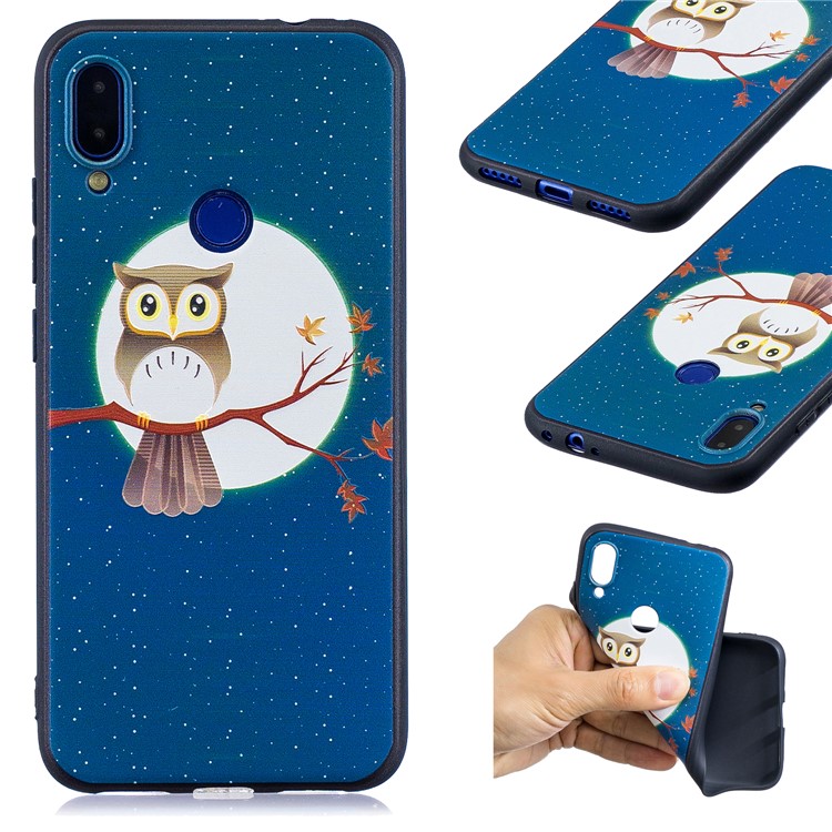Pattern Printing Embossed TPU Case for Xiaomi Redmi Note 7S / Note 7 / Note 7 Pro (India) - Owl on the Branch-1