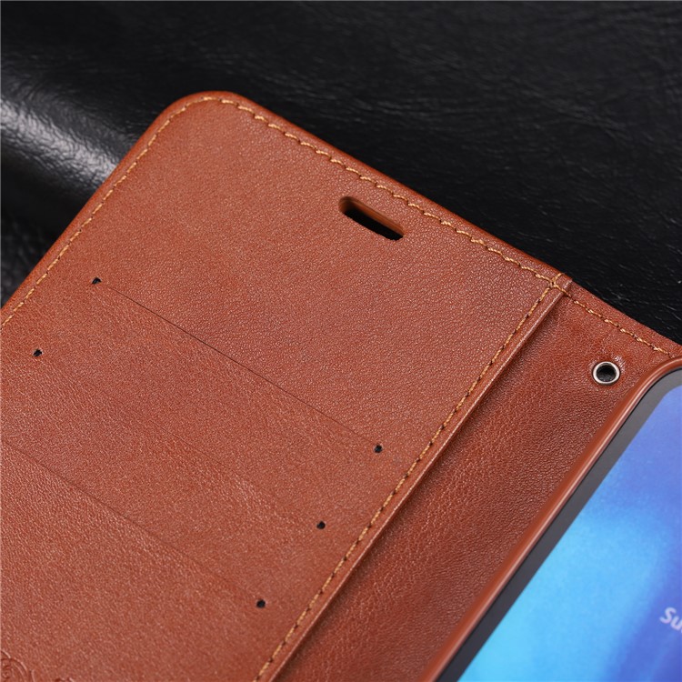AZNS Leather Wallet Case for Xiaomi Redmi Note 7S / Note 7 / Note 7 Pro (India) - Brown-16