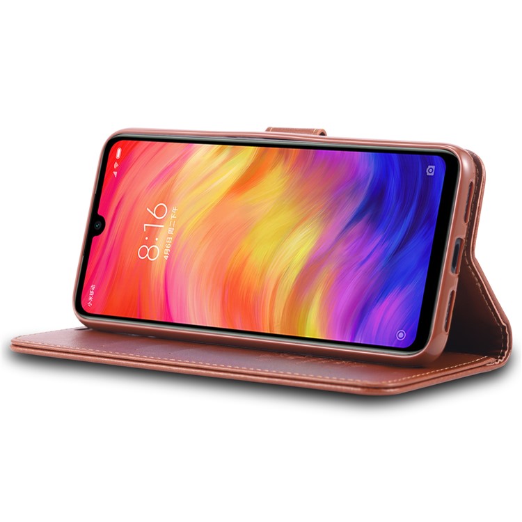 AZNS Leather Wallet Case for Xiaomi Redmi Note 7S / Note 7 / Note 7 Pro (India) - Brown-4
