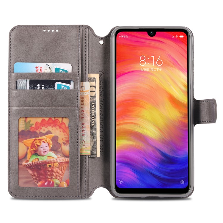 AZNS Leather Stand Case with Card Slots for Xiaomi Redmi Note 7S / Note 7 / Note 7 Pro (India) - Grey-6
