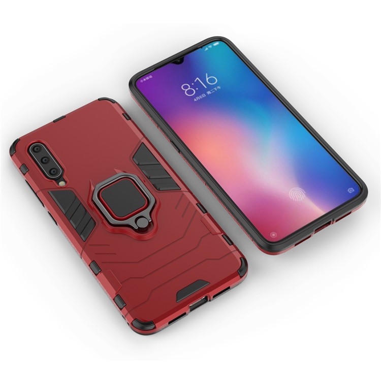 Cool Guard Ring Holder Kickstand PC TPU Hybrid Case for Xiaomi Mi 9 - Red-2