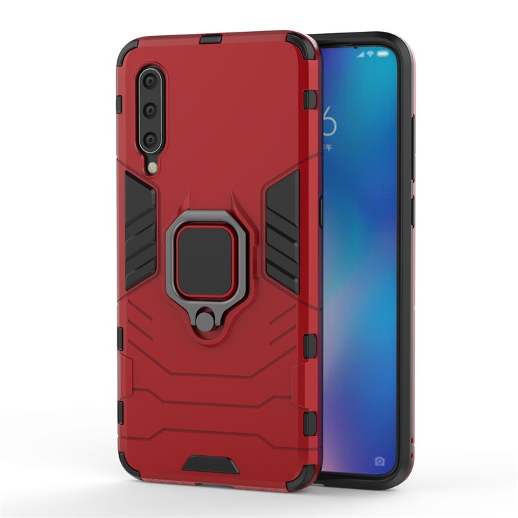 Cool Guard Ring Holder Kickstand PC TPU Hybrid Case for Xiaomi Mi 9 - Red-4