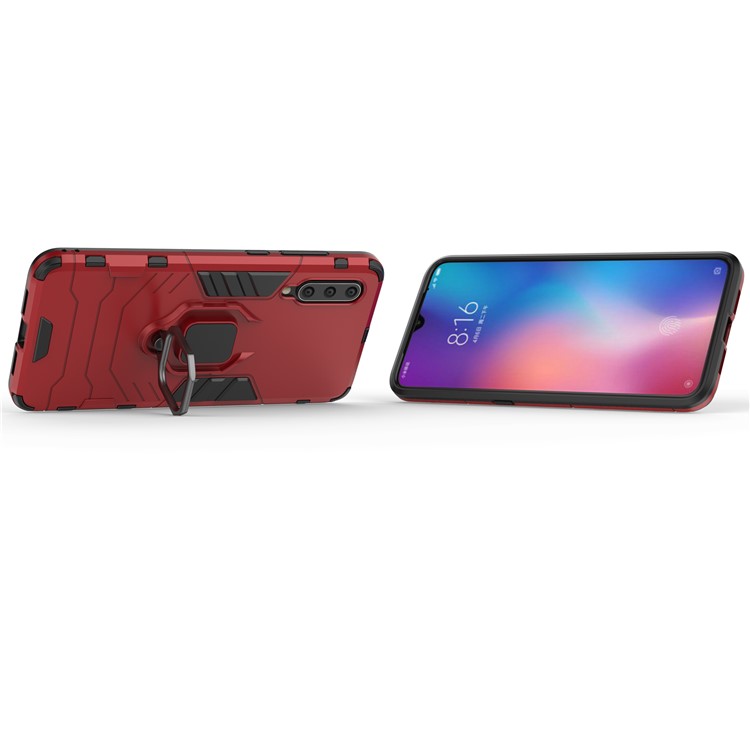 Cool Guard Ring Holder Kickstand PC TPU Hybrid Case for Xiaomi Mi 9 - Red-5