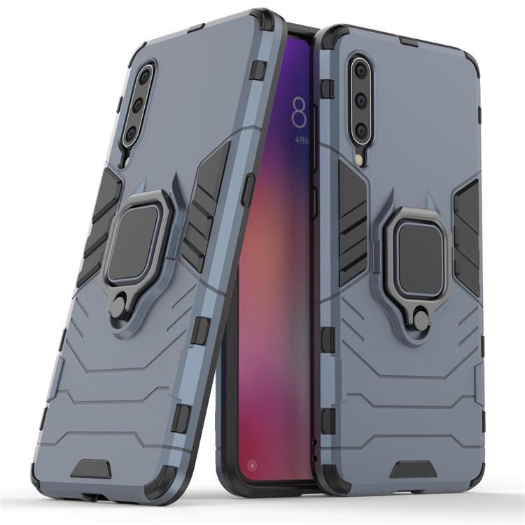 Cool Guard Ring Holder Kickstand PC TPU Hybrid Case for Xiaomi Mi 9 - Blue-2