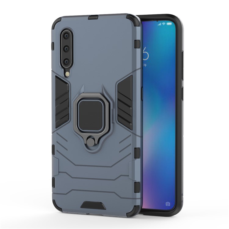 Cool Guard Ring Holder Kickstand PC TPU Hybrid Case for Xiaomi Mi 9 - Blue-3