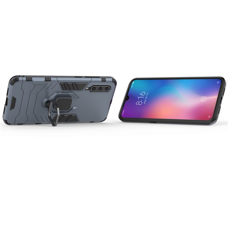Cool Guard Ring Holder Kickstand PC TPU Hybrid Case for Xiaomi Mi 9 - Blue-5