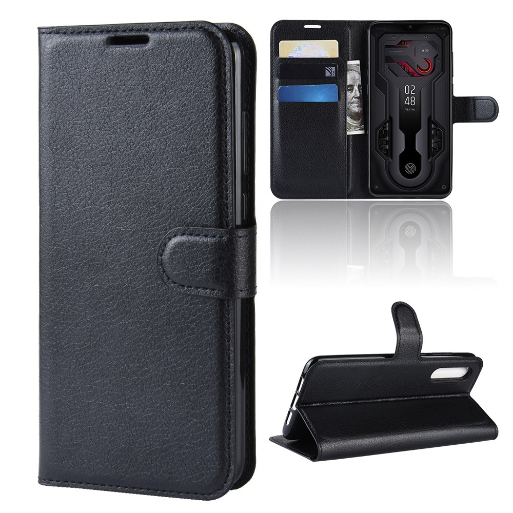 Litchi Skin PU Leather Magnetic Wallet Protective Case for Xiaomi Mi 9 - Black-2