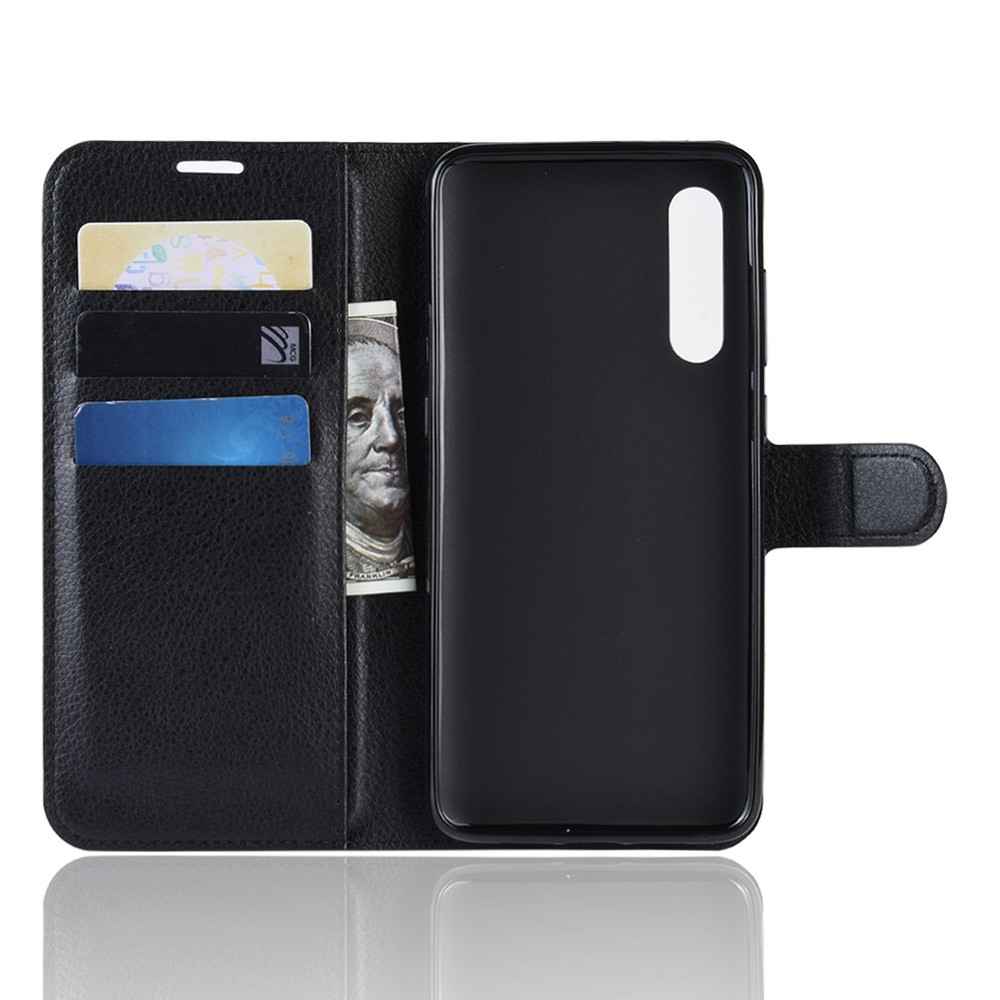 Litchi Skin PU Leather Magnetic Wallet Protective Case for Xiaomi Mi 9 - Black-4