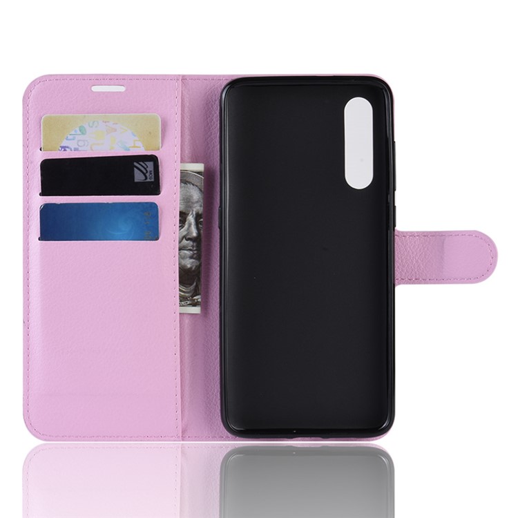 Litchi Skin PU Leather Magnetic Wallet Protective Case for Xiaomi Mi 9 - Pink-3
