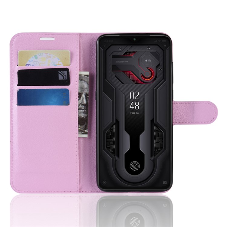 Litchi Skin PU Leather Magnetic Wallet Protective Case for Xiaomi Mi 9 - Pink-4