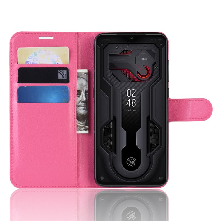 Litchi Skin PU Leather Magnetic Wallet Protective Case for Xiaomi Mi 9 - Rose-4
