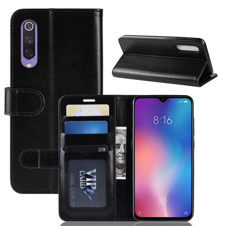 Crazy Horse PU Leather Stand Wallet Flip Case for Xiaomi Mi 9 SE - Black-2
