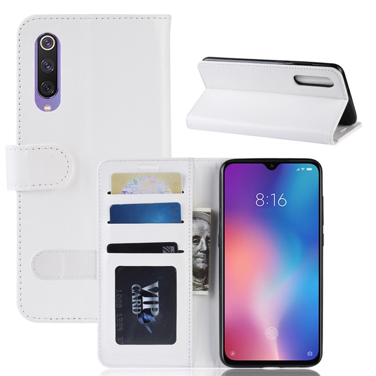 Crazy Horse PU Leather Stand Wallet Flip Case for Xiaomi Mi 9 SE - White-1