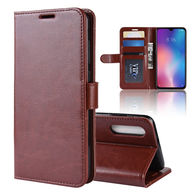 Crazy Horse PU Leather Stand Wallet Flip Case for Xiaomi Mi 9 SE - Brown-2