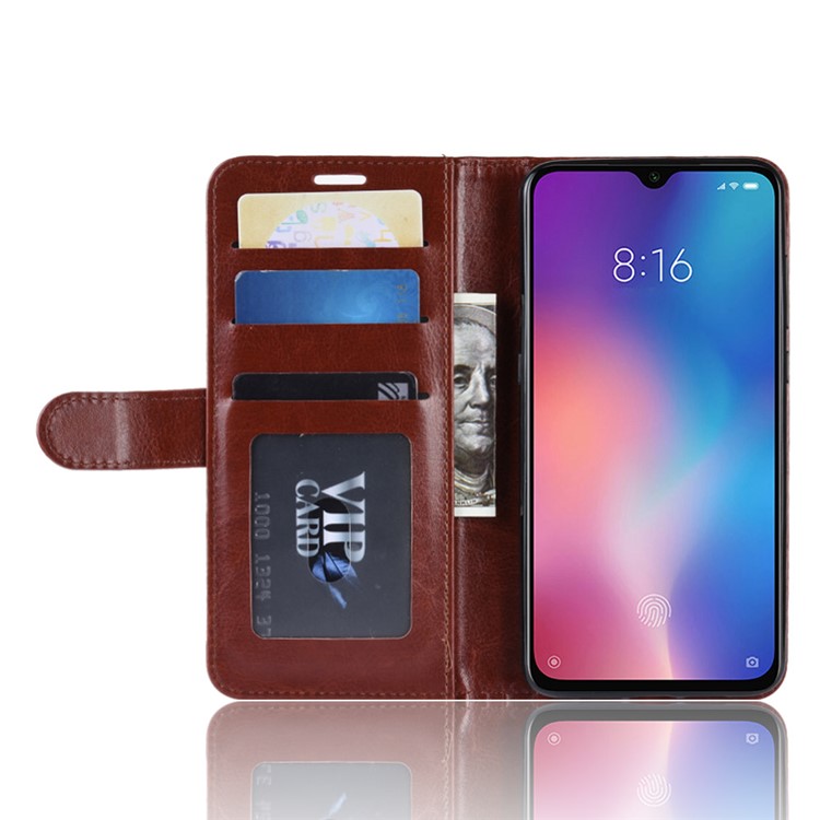 Crazy Horse PU Leather Stand Wallet Flip Case for Xiaomi Mi 9 SE - Brown-6