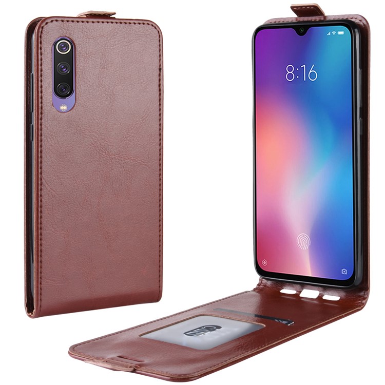 Crazy Horse Vertical Flip Leather Protective Case for Xiaomi Mi 9 SE - Brown-1
