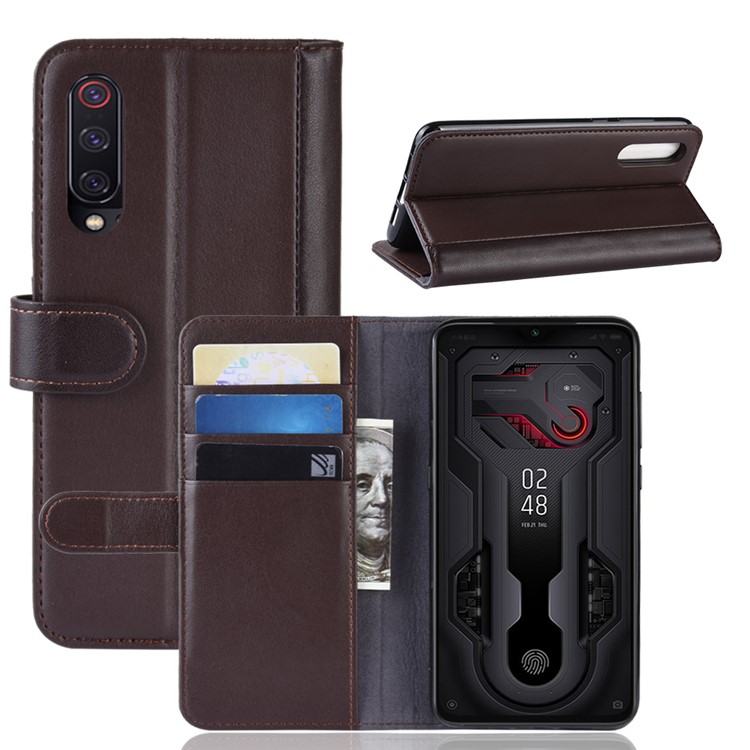 Split Leather Phone Shell with Card Slots for Xiaomi Mi 9/Mi 9 Explore - Brown-1