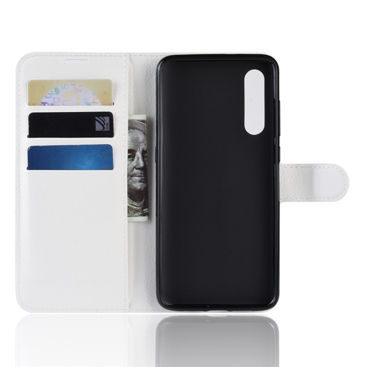 Litchi Skin PU Leather Magnetic Stand Flip Case for Xiaomi Mi 9 SE - White-3