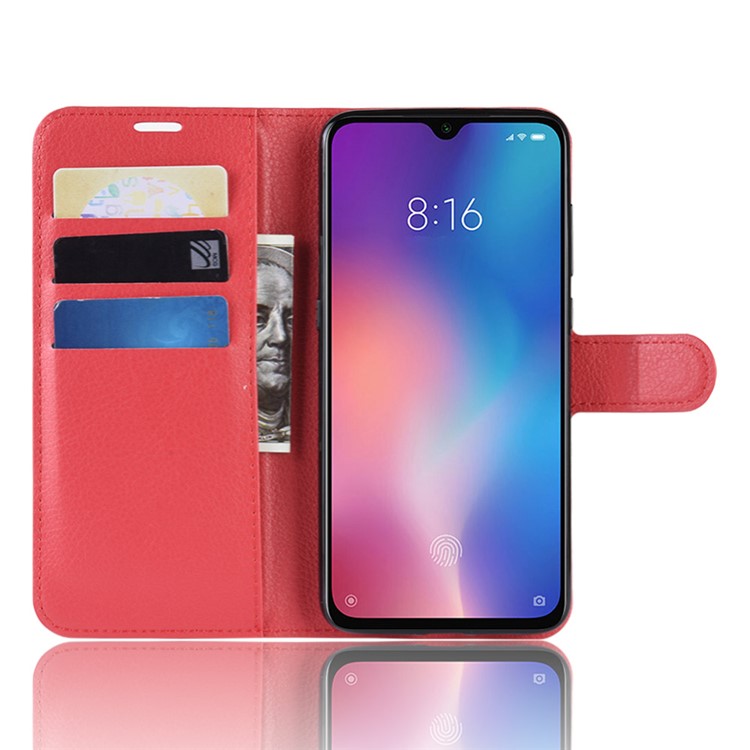 Litchi Skin PU Leather Magnetic Stand Flip Case for Xiaomi Mi 9 SE - Red-4