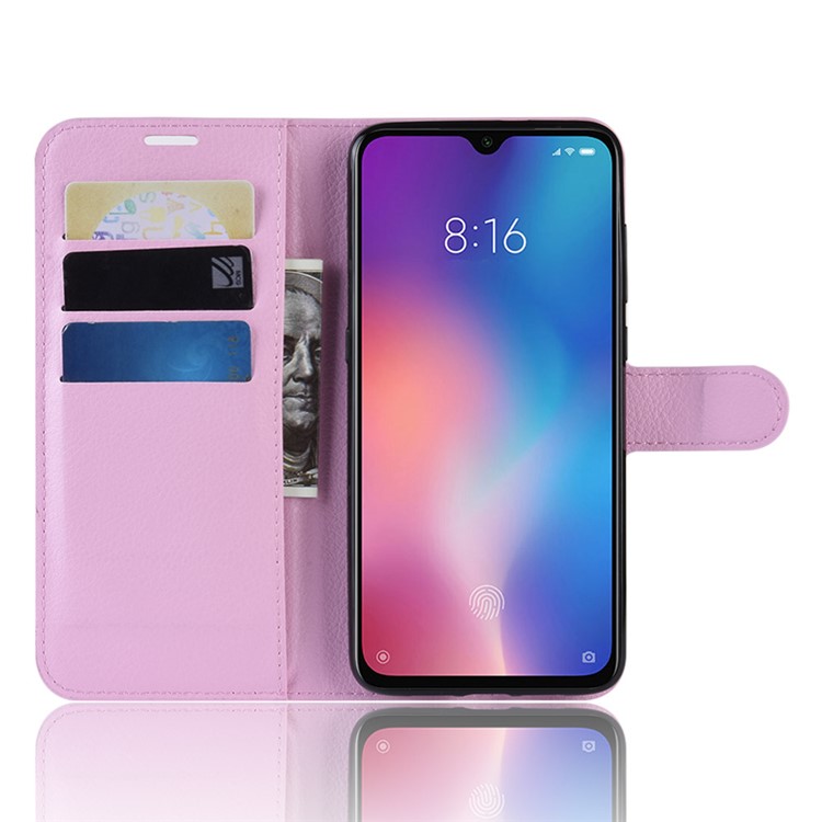 Litchi Skin PU Leather Magnetic Stand Flip Case for Xiaomi Mi 9 SE - Pink-4