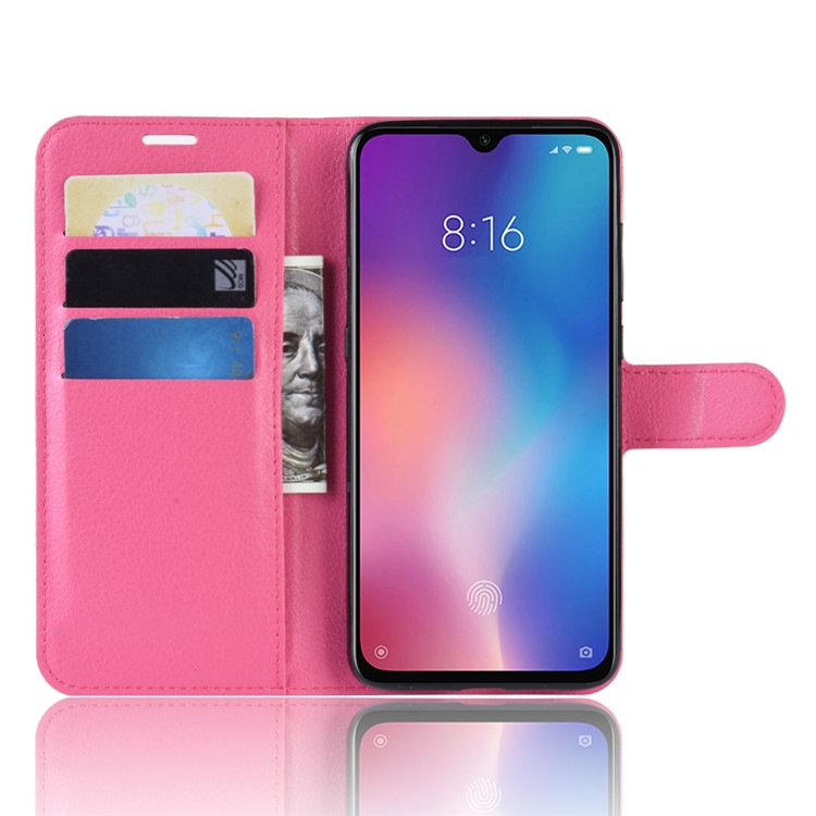 Litchi Skin PU Leather Magnetic Stand Flip Case for Xiaomi Mi 9 SE - Rose-4