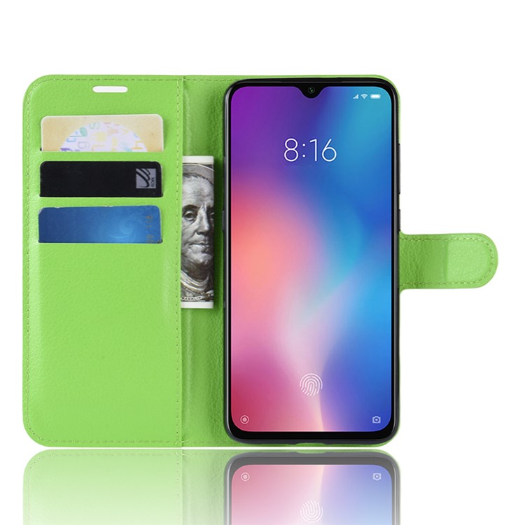Litchi Skin PU Leather Magnetic Stand Flip Case for Xiaomi Mi 9 SE - Green-4