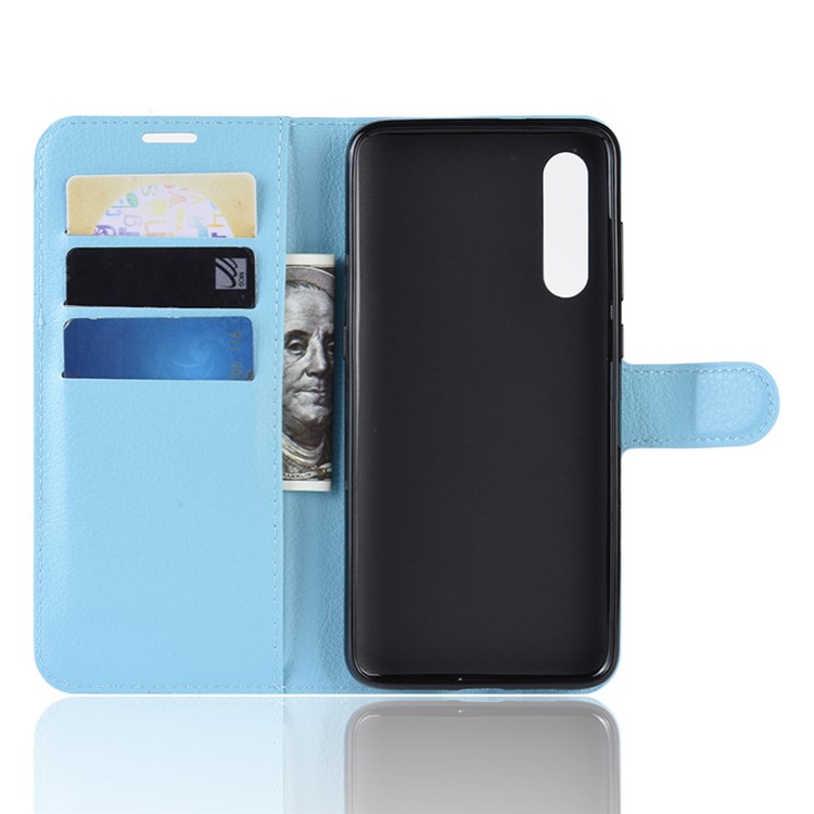 Litchi Skin PU Leather Magnetic Stand Flip Case for Xiaomi Mi 9 SE - Blue-3