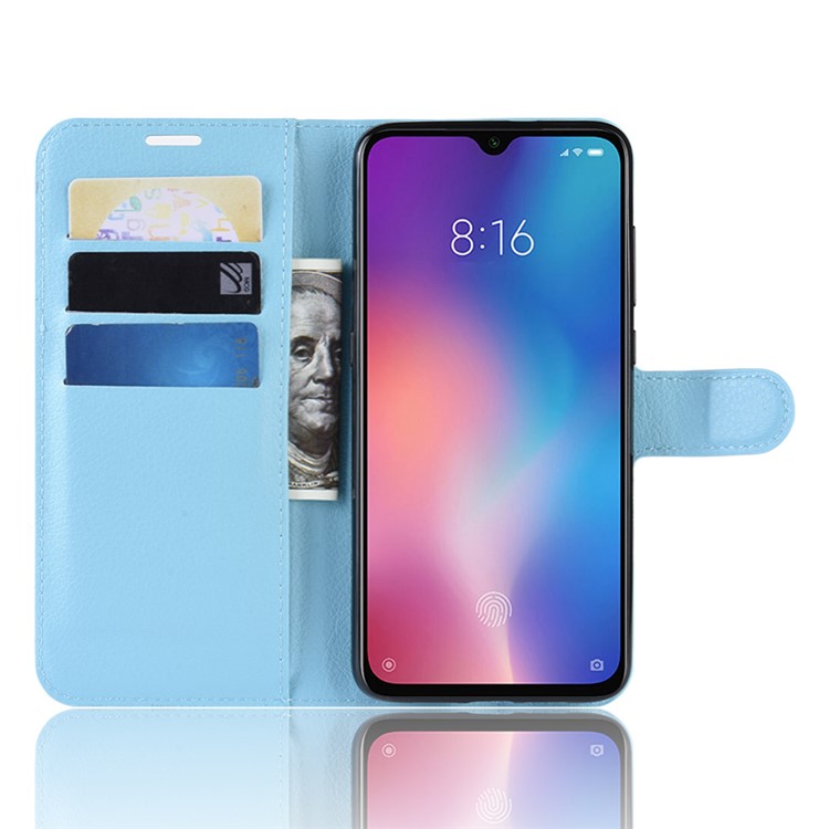 Litchi Skin PU Leather Magnetic Stand Flip Case for Xiaomi Mi 9 SE - Blue-4
