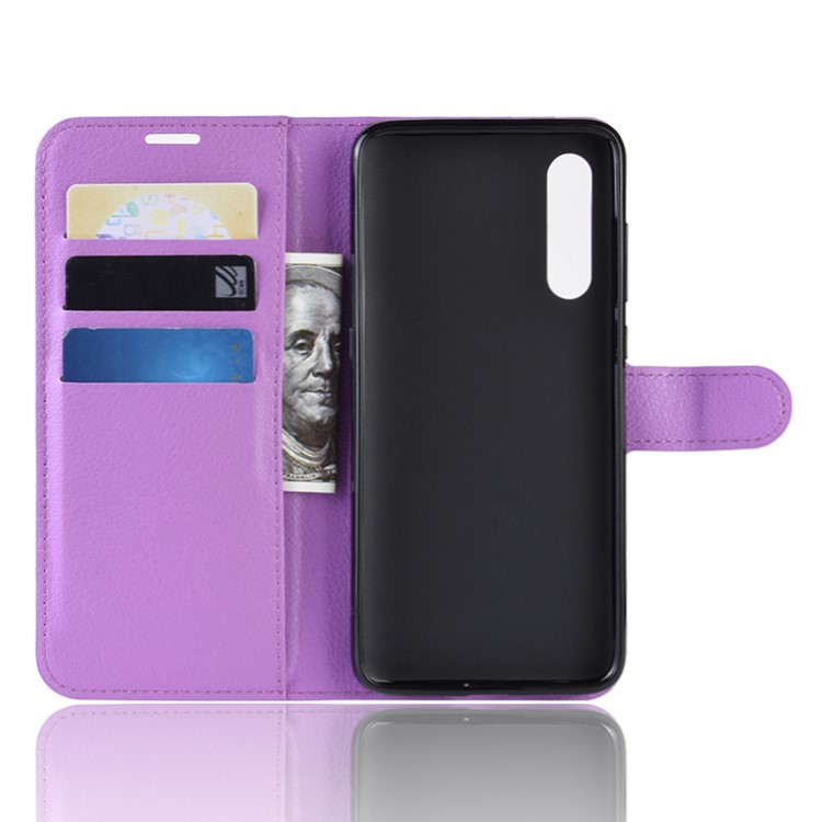Litchi Skin PU Leather Magnetic Stand Flip Case for Xiaomi Mi 9 SE - Purple-3