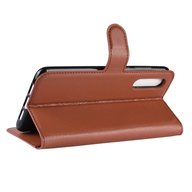 Litchi Skin PU Leather Magnetic Stand Flip Case for Xiaomi Mi 9 SE - Brown-5