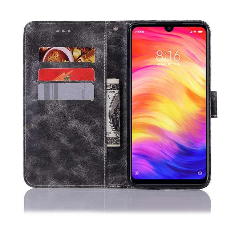 Premium Vintage Leather Wallet Case for Xiaomi Redmi Note 7S / Note 7 / Note 7 Pro (India) - Grey-6
