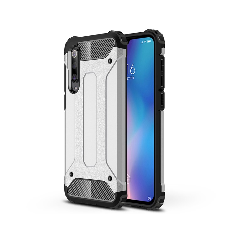 Heavy Duty Rugged Hybrid Phone Case (Plastic + TPU) for Xiaomi Mi 9 SE - Silver-1